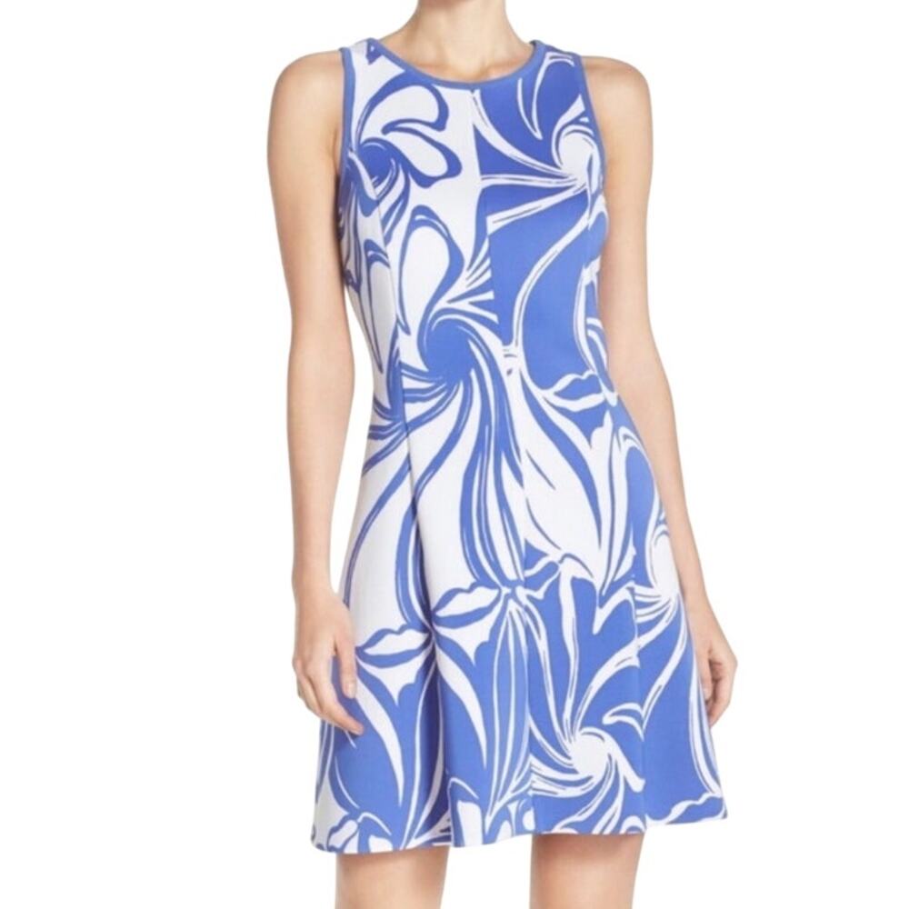 Lilly Pulitzer A-Line Dress Scuba Knit Stretch Size M Coastal Preppy Resort